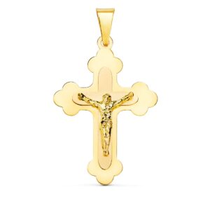 18K CRUZ CON CRISTO EN BRILLO 32X22 MM