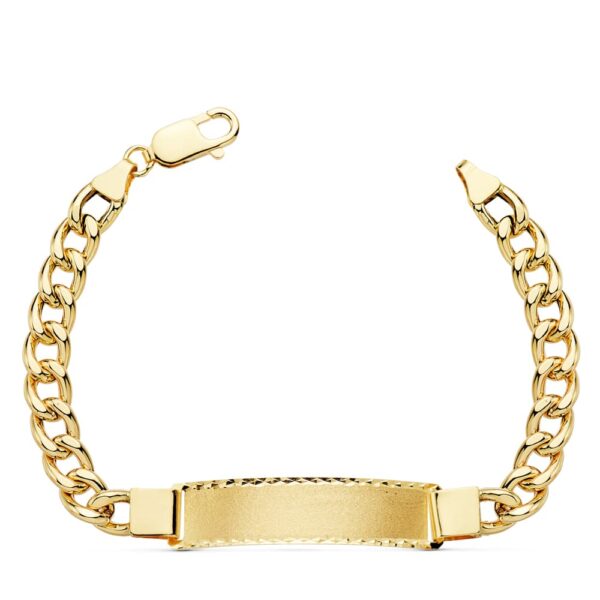 18K PULSERA ESCLAVA ORO AMARILLO BARBADA HUECA ANCHO: 7MM. LARGO: 21,5 CM. CHAPA: 42X10MM