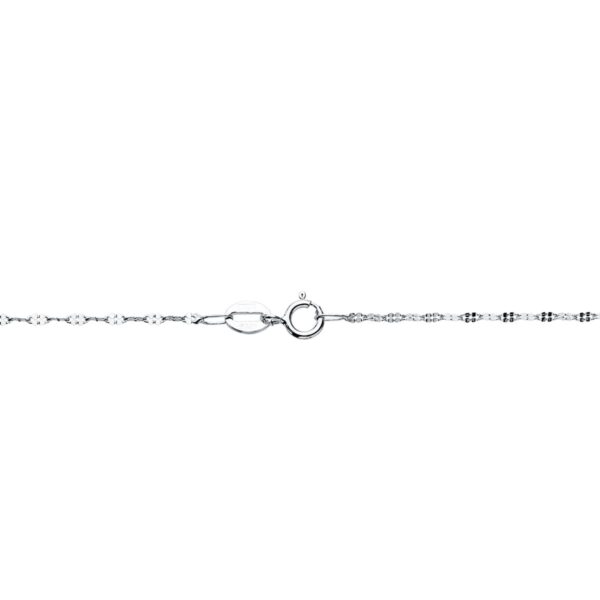 18K CADENA MACIZA ORO BLANCO ESLABONES PLANOS TALLADOS 1.5 MM 45 CM - Imagen 2