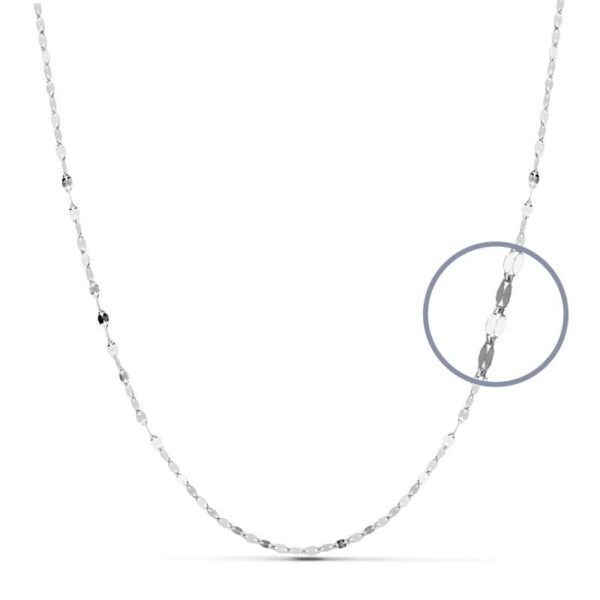 18K CADENA MACIZA ORO BLANCO 45 CM 1.8 MM