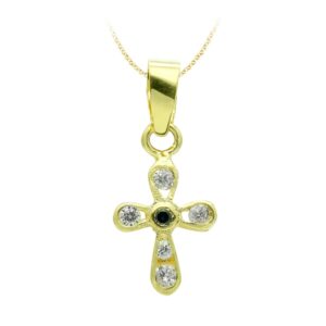 18K CRUZ ORO AMARILLO CIRCONITAS 14X9 MM