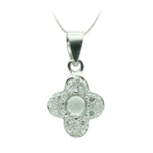 18K CRUZ ORO BLANCO CON CIRCONITAS 14X10 MM
