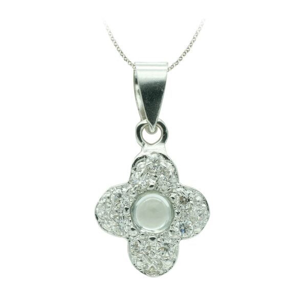18K CRUZ ORO BLANCO CON CIRCONITAS 14X10 MM