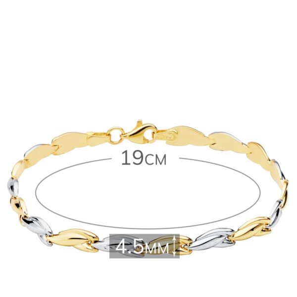 18K PULSERA BICOLOR ESTAMPACION 19 CM - Imagen 2
