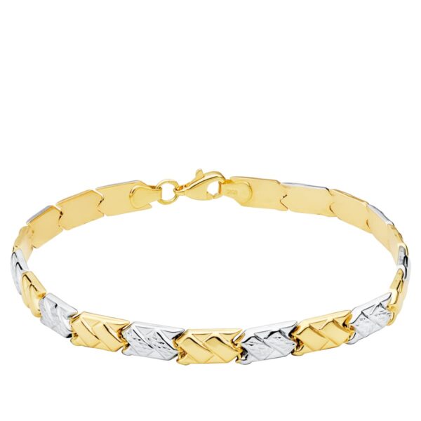 18K PULSERA BICOLOR ESTAMPACION 19 CM