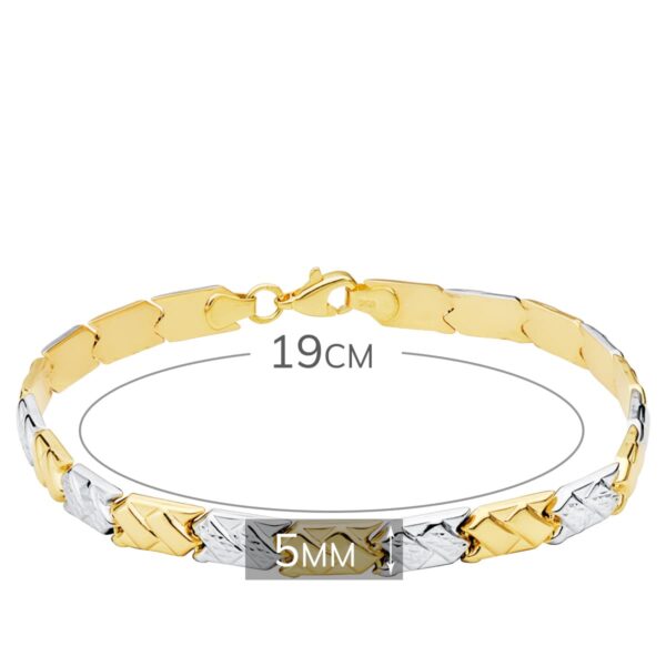 18K PULSERA BICOLOR ESTAMPACION 19 CM - Imagen 2