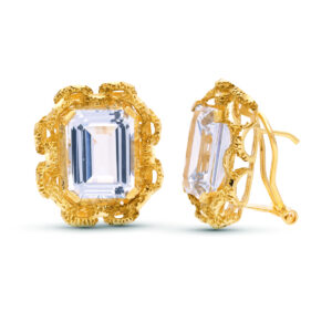 18K PENDIENTES ORO AMARILLO PIEDRA 20X17 MM