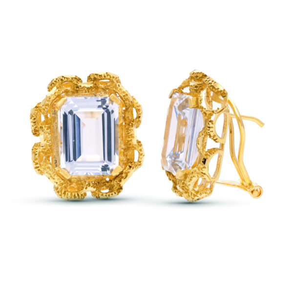 18K PENDIENTES ORO AMARILLO PIEDRA 20X17 MM