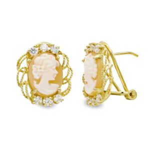 18K PENDIENTES ORO AMARILLO CAMAFEO 14X12 MM
