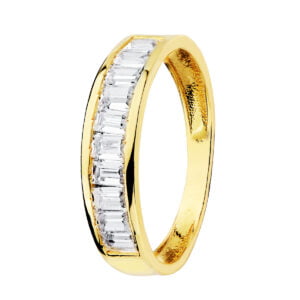 18K ALIANZA ORO AMARILLO CIRCONITAS BARRITAS. ANCHO: 4.5 MM