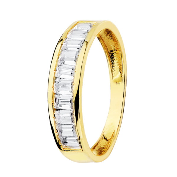 18K ALIANZA ORO AMARILLO CIRCONITAS BARRITAS. ANCHO: 4.5 MM
