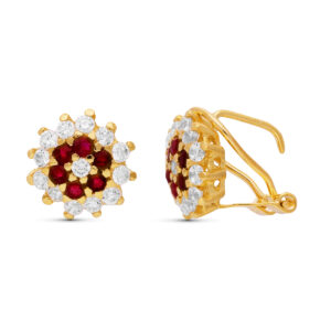 18K PENDIENTES ORO AMARILLO CUAJO REDONDO 19 CIRCONITAS