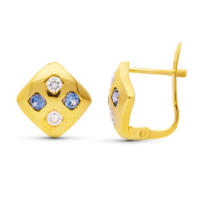 18K PENDIENTES ORO AMARILLO CIRCONITAS 10X10 MM