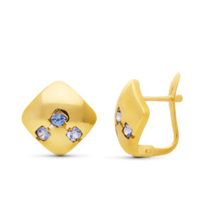 18K PENDIENTES ORO AMARILLO CIRCONITAS 12X12 MM