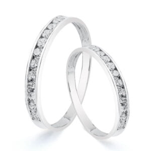 18K ALIANZA CIRCONITAS CARRIL ORO BLANCO 2,5 MM.