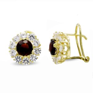 18K PENDIENTES ORO AMARILLO CON PIEDRA Y CIR. 11X11 MM