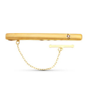 18K AGUJA CLIP DE CORBATA ORO AMARILLO CIRCONITA 56X5 MM