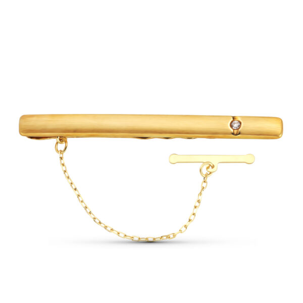 18K AGUJA CLIP DE CORBATA ORO AMARILLO CIRCONITA 56X5 MM