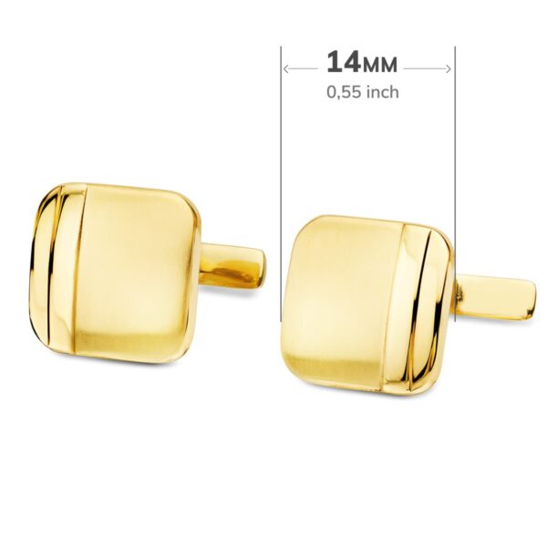 GEMELOS ORO AMARILLO CUADRADOS MATE Y BRILLO 14X14 MM CIERRE RIGIDO OSCILANTE - Imagen 3