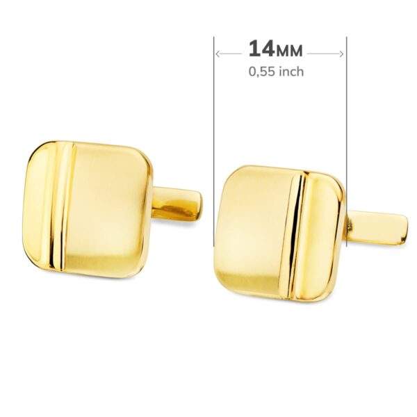 GEMELOS ORO AMARILLO CUADRADOS MATE Y BRILLO 14X14 MM CIERRE RIGIDO OSCILANTE - Imagen 3