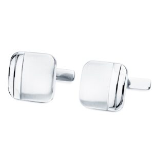 GEMELOS ORO BLANCO CUADRADOS MATE Y BRILLO 14X14 MM CIERRE RIGIDO OSCILANTE