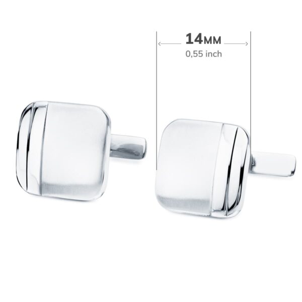 GEMELOS ORO BLANCO CUADRADOS MATE Y BRILLO 14X14 MM CIERRE RIGIDO OSCILANTE - Imagen 3