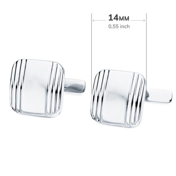 GEMELOS ORO BLANCO CUADRADOS MATE Y BRILLO 14X14 MM CIERRE RIGIDO OSCILANTE - Imagen 3