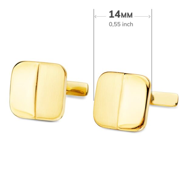 GEMELOS ORO AMARILLO CUADRADOS MATE Y BRILLO 14X14 MM CIERRE RIGIDO OSCILANTE - Imagen 3
