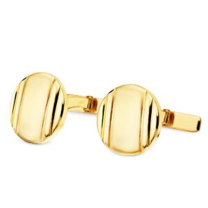 18K GEMELOS ORO AMARILLO REDONDOS MATE y BRILLO 15 MM CIERRE RIGIDO OSCILANTE