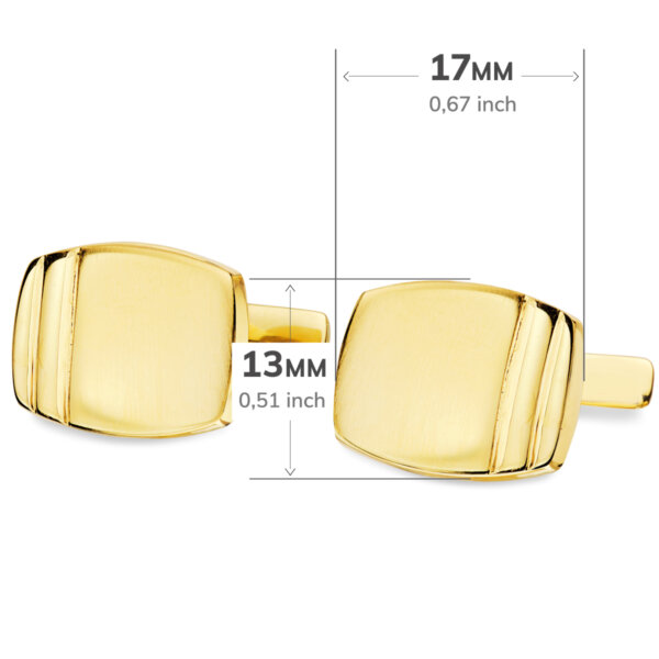 18K GEMELOS ORO AMARILLO TONEL MATE Y BRILLO 17X13 MM CIERRE RIGIDO OSCILANTE - Imagen 3