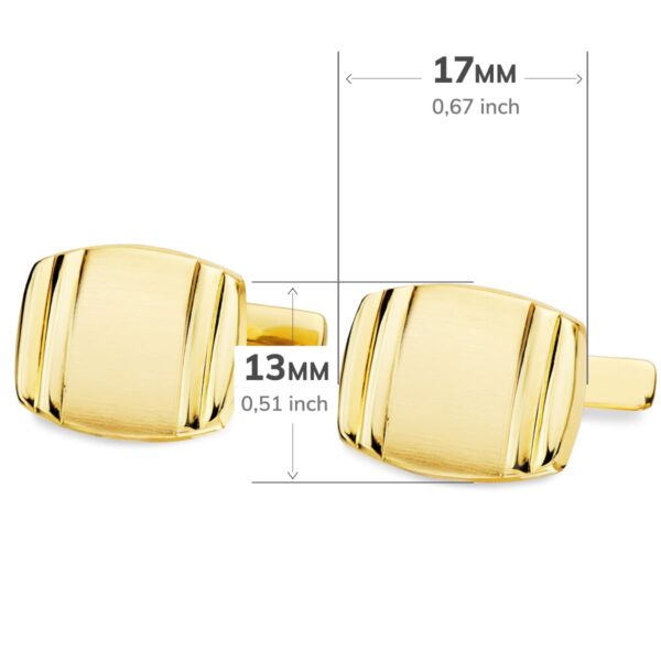 18K GEMELOS ORO AMARILLO TONEL MATE Y BRILLO 17X13 MM CIERRE RIGIDO OSCILANTE - Imagen 3
