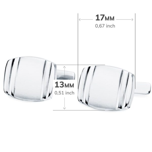 18K GEMELOS ORO BLANCO TONEL MATE Y BRILLO 17X13 MM CIERRE RIGIDO OSCILANTE - Imagen 2