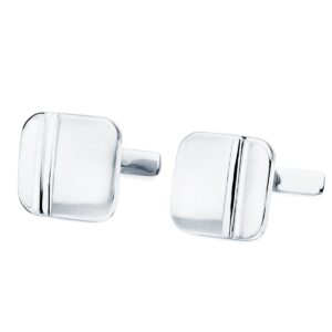 GEMELOS ORO BLANCO CUADRADOS MATE Y BRILLO 14X14 MM CIERRE RIGIDO OSCILANTE