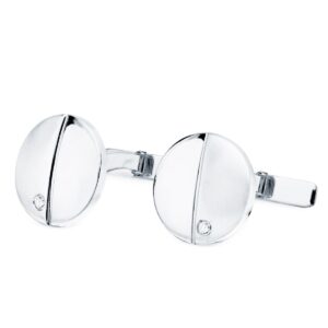 GEMELOS ORO BLANCO REDONDOS MATE BRILLO 15 MM CIRCONITAS CIERRE RIGIDO OSCILANTE