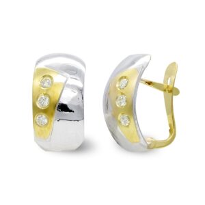 18K PENDIENTES ORO BICOLORMATE Y BRILLO