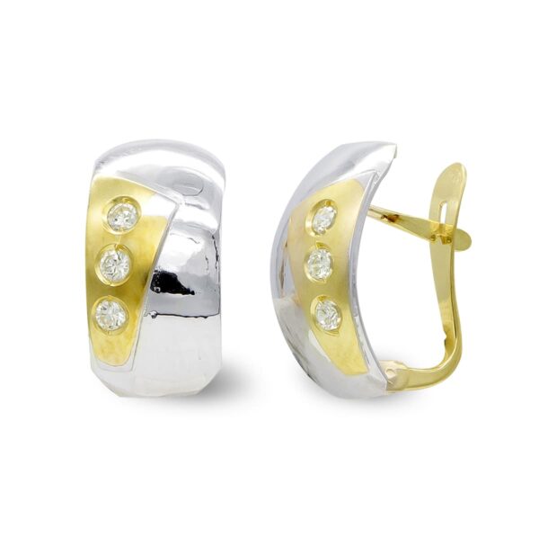 18K PENDIENTES ORO BICOLORMATE Y BRILLO