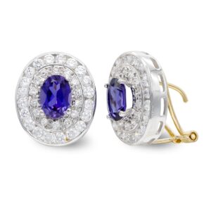 18K PENDIENTES ORO BICOLOR AMATISTA Y CIRCONITAS