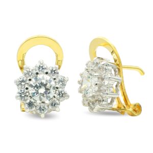 18K PENDIENTES ORO BICOLOR CIRCONITAS 10 MM