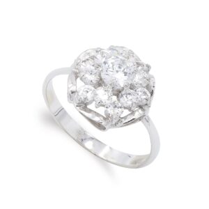 18K SORTIJA ORO BLANCO CUAJO CIRCONITAS Y RAMAS.