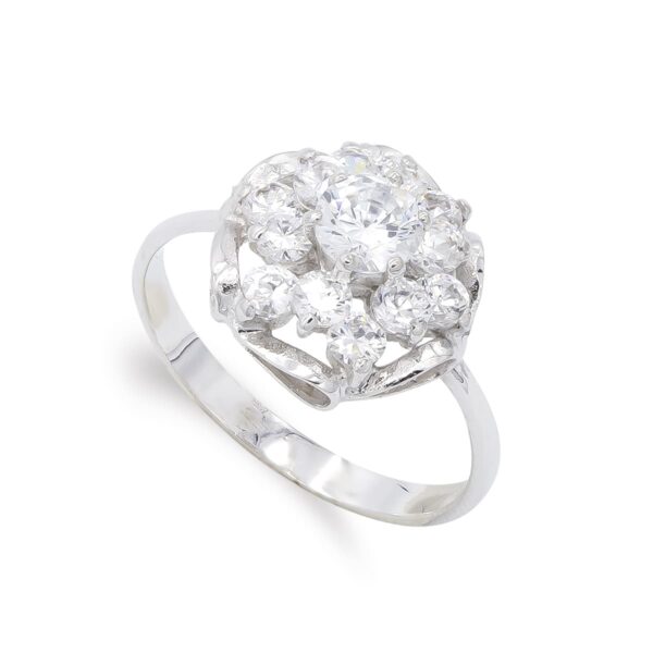 18K SORTIJA ORO BLANCO CUAJO CIRCONITAS Y RAMAS.