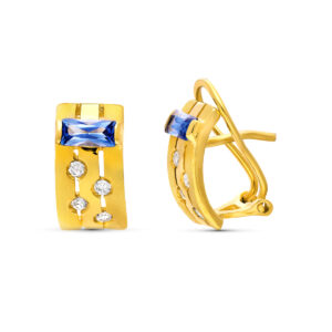 18K PENDIENTES ORO AMARILLO PIEDRA Y CIRCONITAS 12X6.