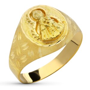 18K SELLO ORO AMARILLO VIRGEN DE LA ESTRELLA HUECO.