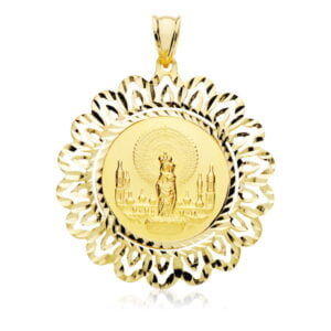 9K MEDALLA CERCO VIRGEN PILAR 36 MM