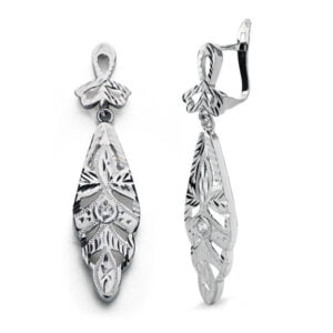 9K PENDIENTES ORO BLANCO CIGARRON. 38X9 MM