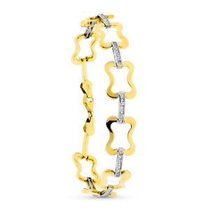 9K PULSERA ORO BICOLOR CON CIRCONITAS 19 CM