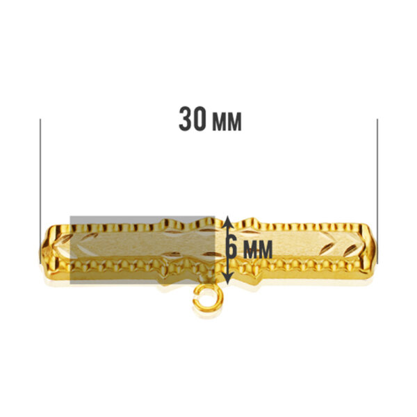 9K ALFILER ORO AMARILLO TALLADO. 30 X 6 MM. - Imagen 2