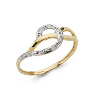 18K SORTIJA ORO BICOLOR OLA CON CIRCONITAS. ANCHO: 8,5 MM