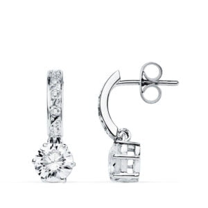 9K PENDIENTES ORO BLANCO CIRCONITAS 18X6 MM