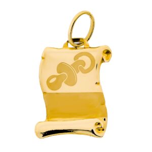 9K COLGANTE PERGAMINO ORO AMARILLO CHUPETE GRABADO 15X11 MM