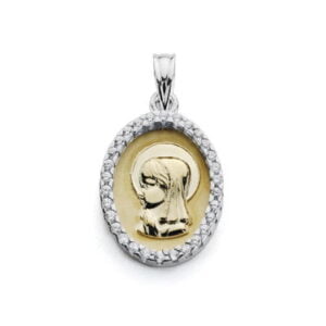 18K MEDALLA VIRGEN NIÑA CIRCONITAS 20X13 MM